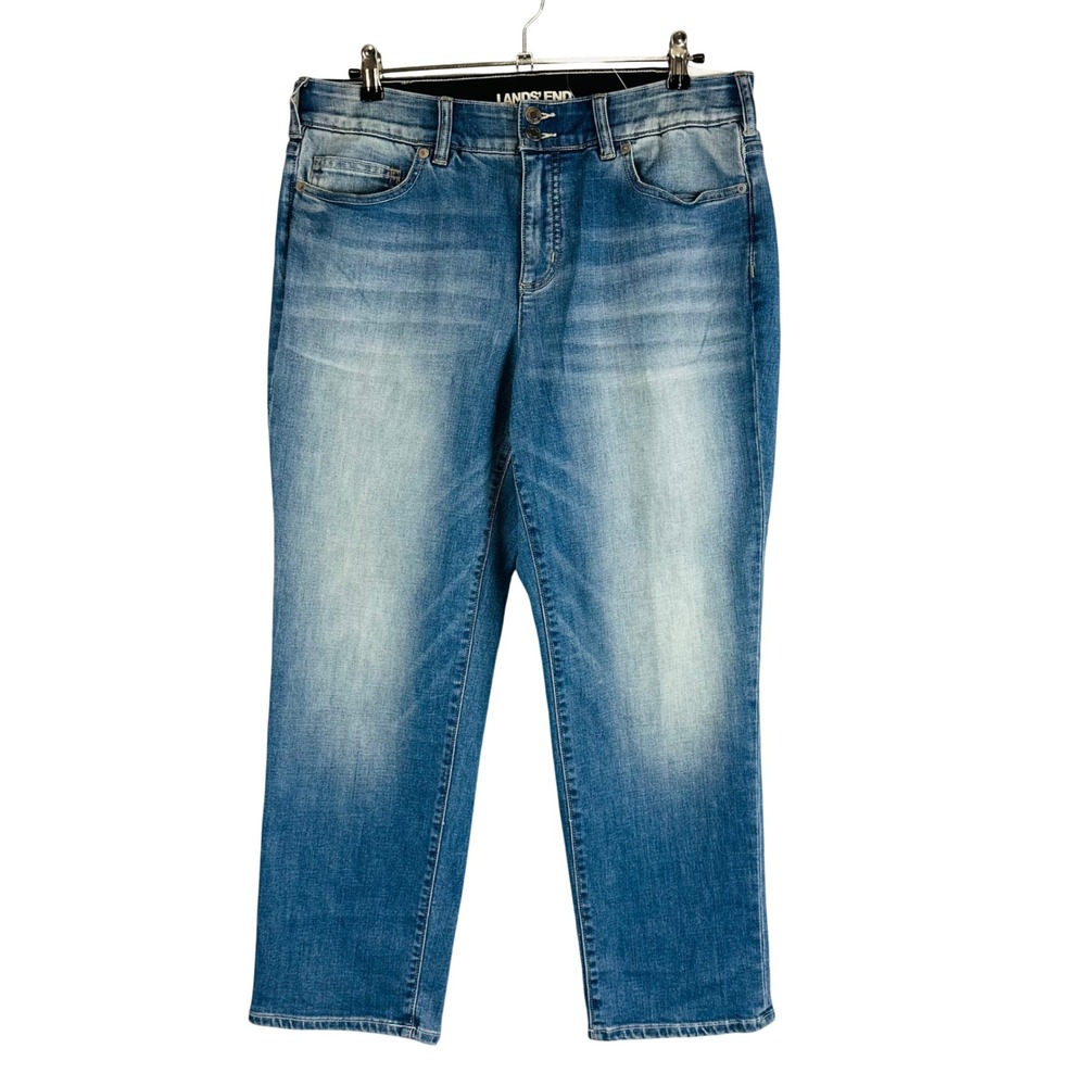 New Lands' End Womans 16W Jeans Straight Leg Denim Mid Rise Comfort Waist NWT